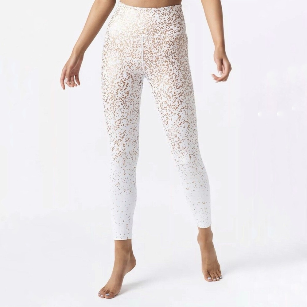ZYIA Light N Tight Leggings White Gold Foil Splatter Ombre 4